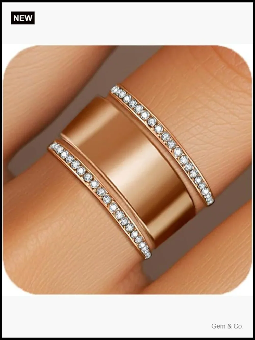 2 Stacking Rings 14K Gold Plated Cubic Zirconia for Oura Ring Accessories Size 8